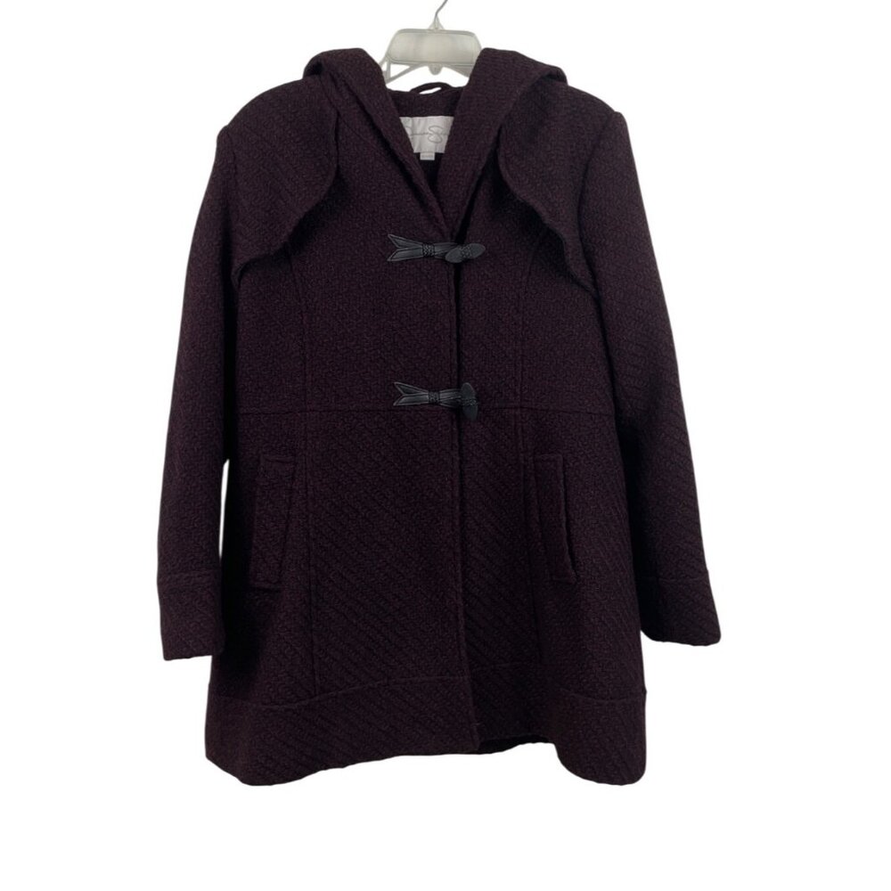 Jessica Simpson Womens Size XL Boysenberry Hooded Toggle Coat Textured Knit